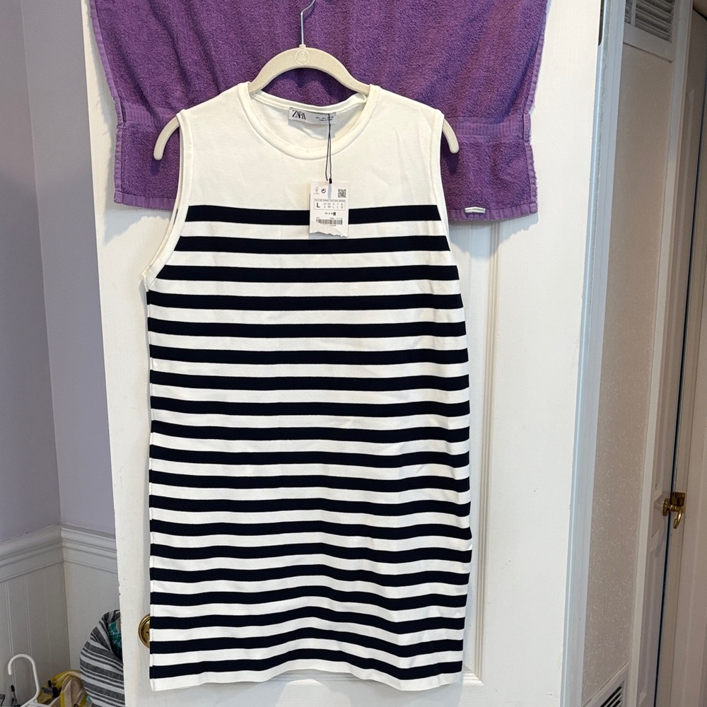 NWT Zara Monochrome Striped Sleeveless Dress